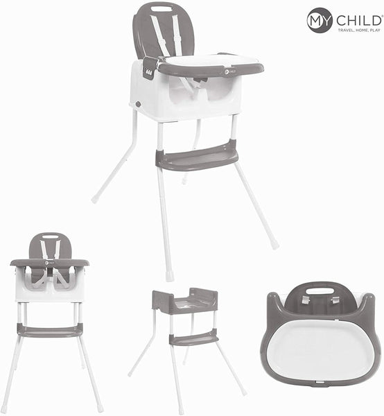 My Child Graze 3in1 Highchair, Booster & Stool-Grey (CLEARANCE)
