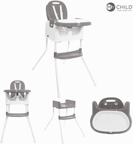 My Child Graze 3in1 Highchair, Booster & Stool-Grey (CLEARANCE)